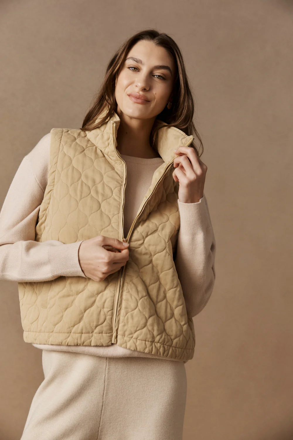 Sansi Quilted Crop Vest