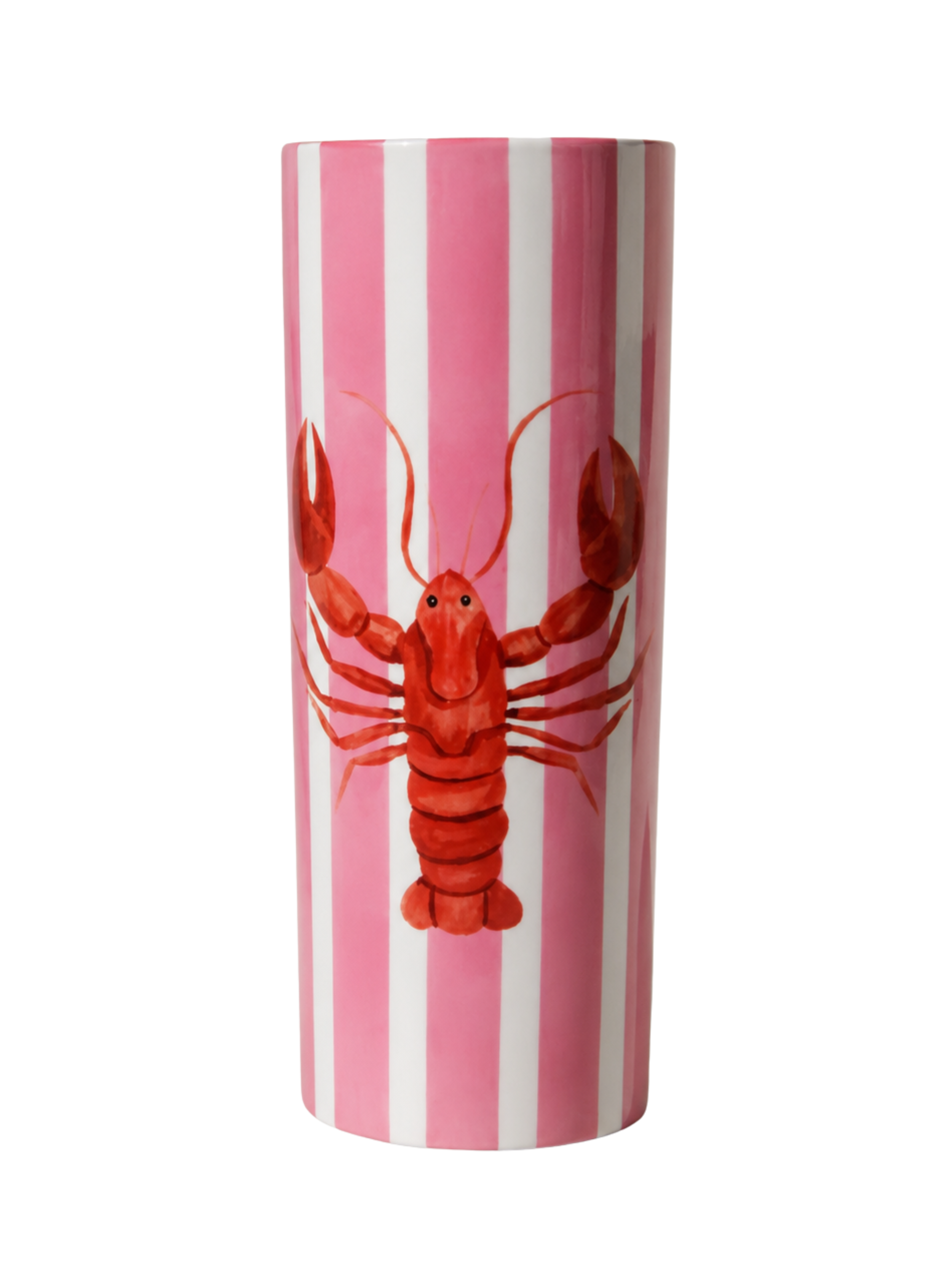 PINK STRIPE LOBSTER VASE