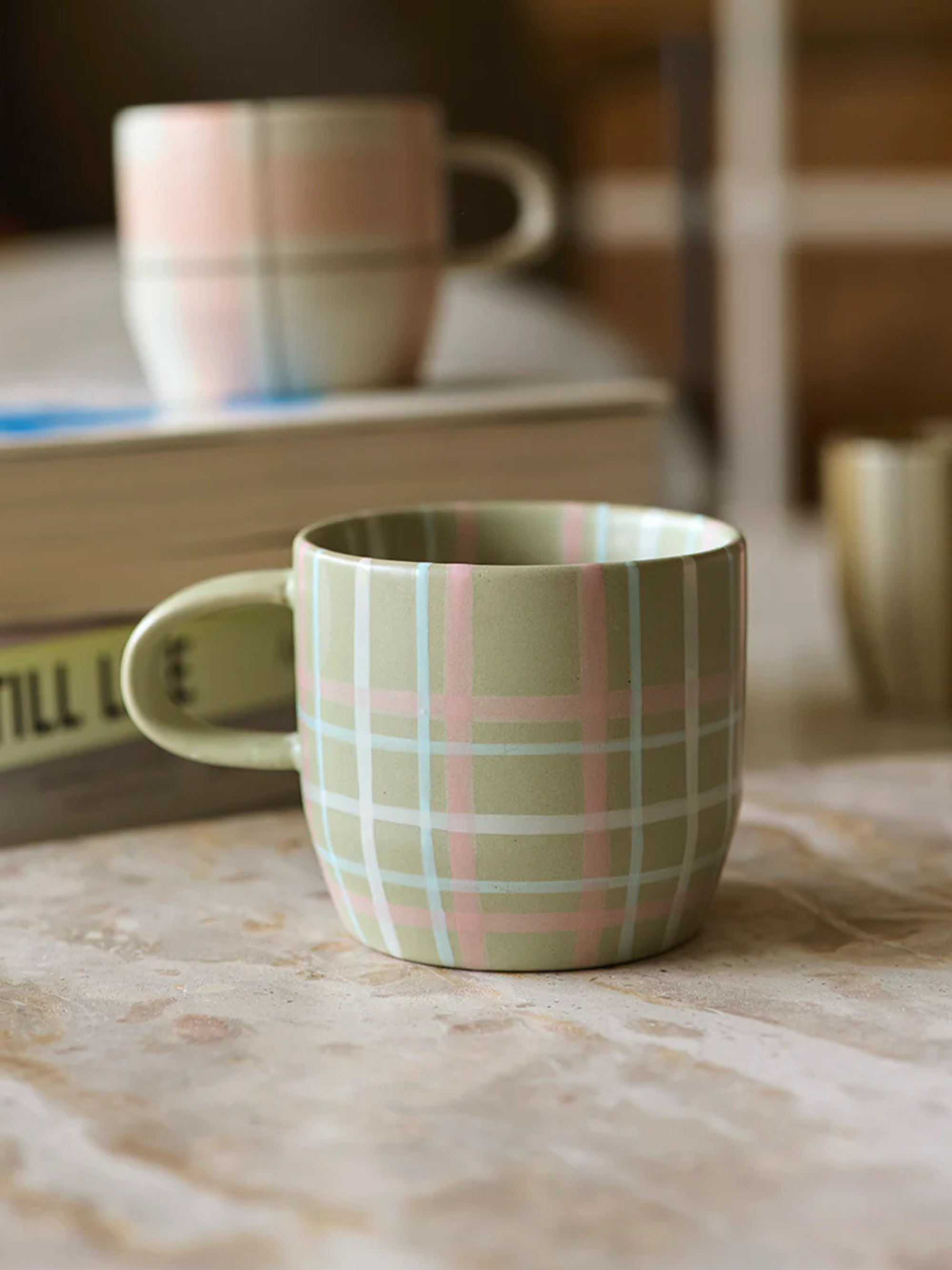 Mug - Sage & Blush Check Cats Pyjamas