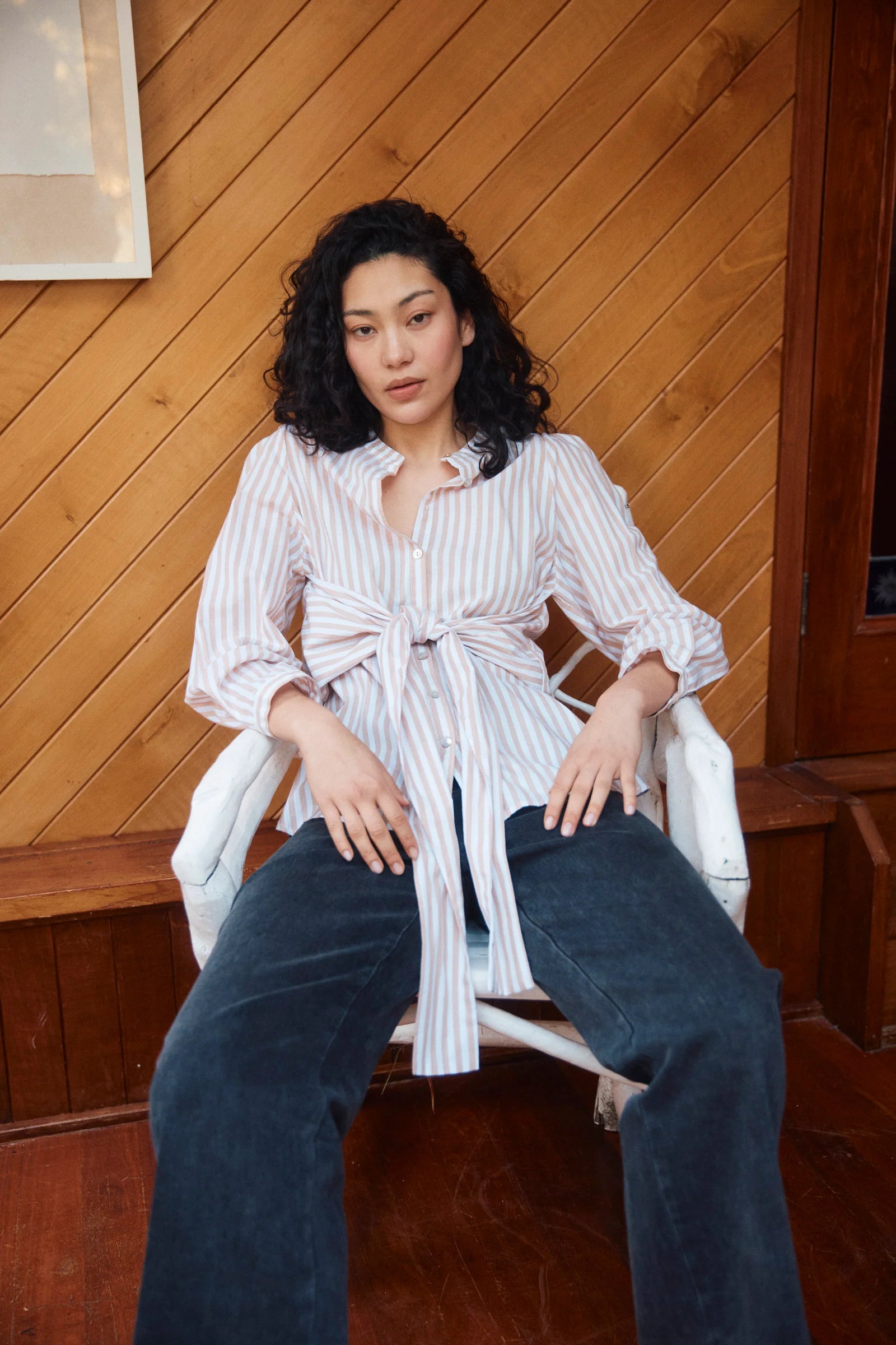 Quinn Wrap Shirt SMALL - Stone