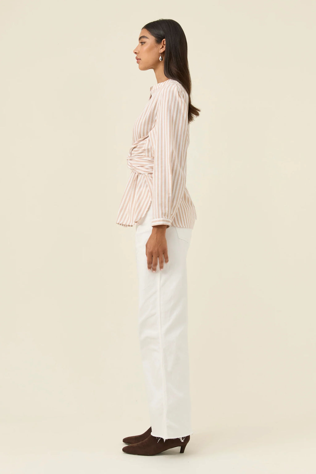 Quinn Wrap Shirt SMALL - Stone
