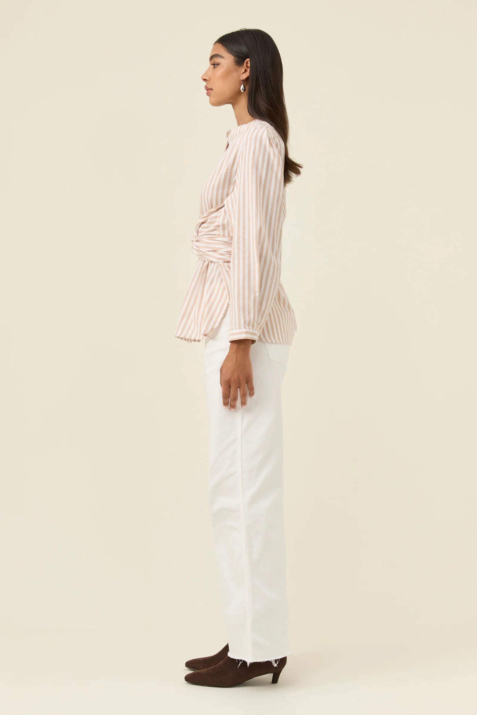 Quinn Wrap Shirt SMALL - Stone
