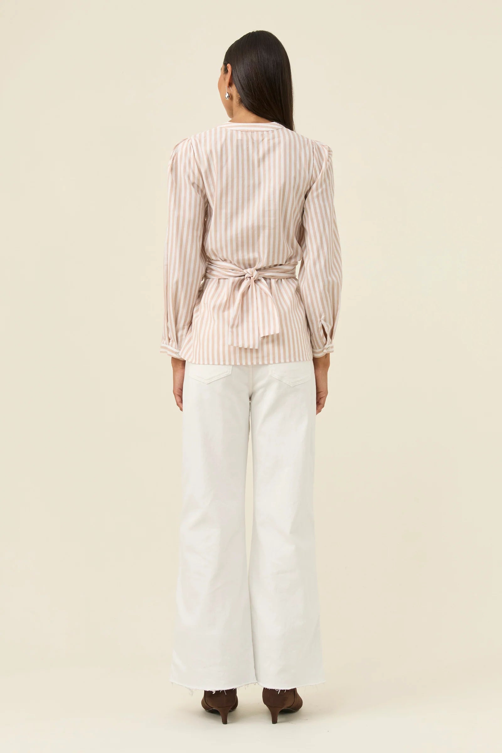 Quinn Wrap Shirt SMALL - Stone