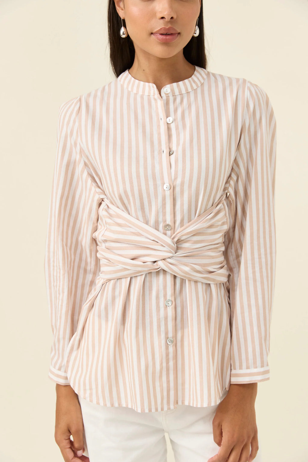 Quinn Wrap Shirt SMALL - Stone