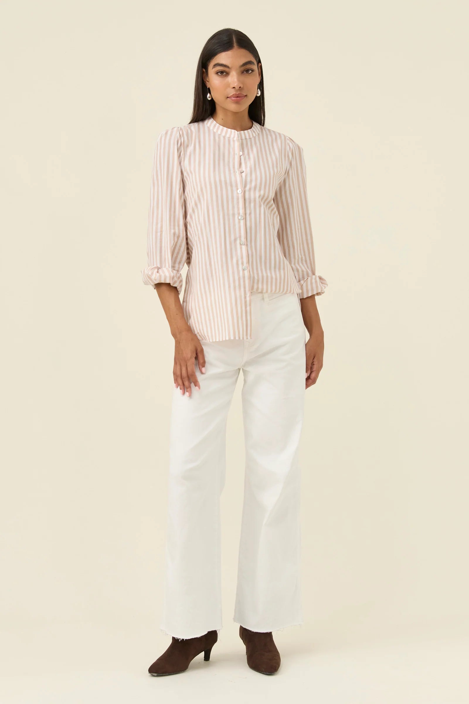 Quinn Wrap Shirt SMALL - Stone