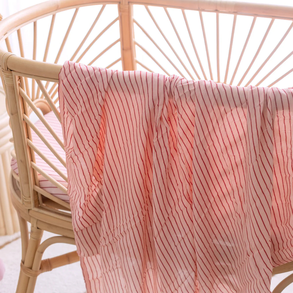 Organic Muslin Wrap - STRAWBERRY STRIPE