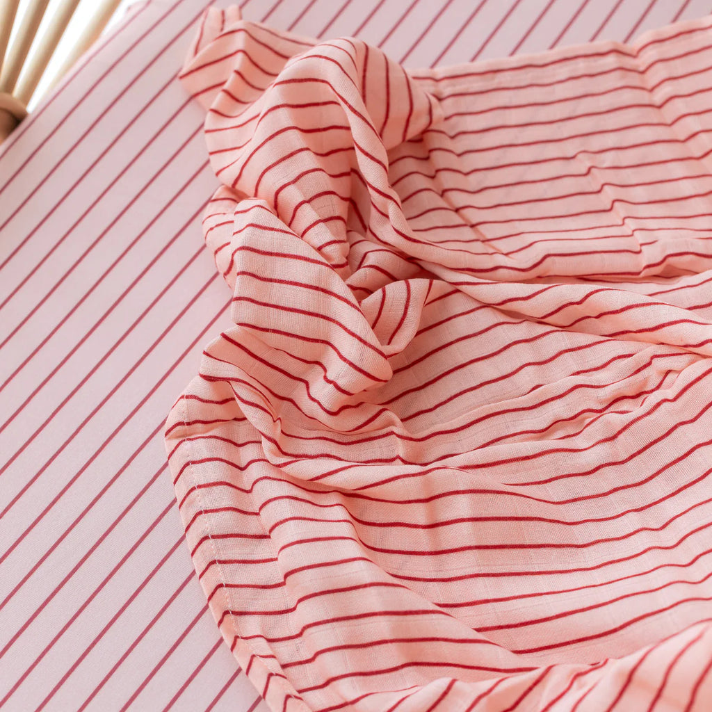 Organic Muslin Wrap - STRAWBERRY STRIPE