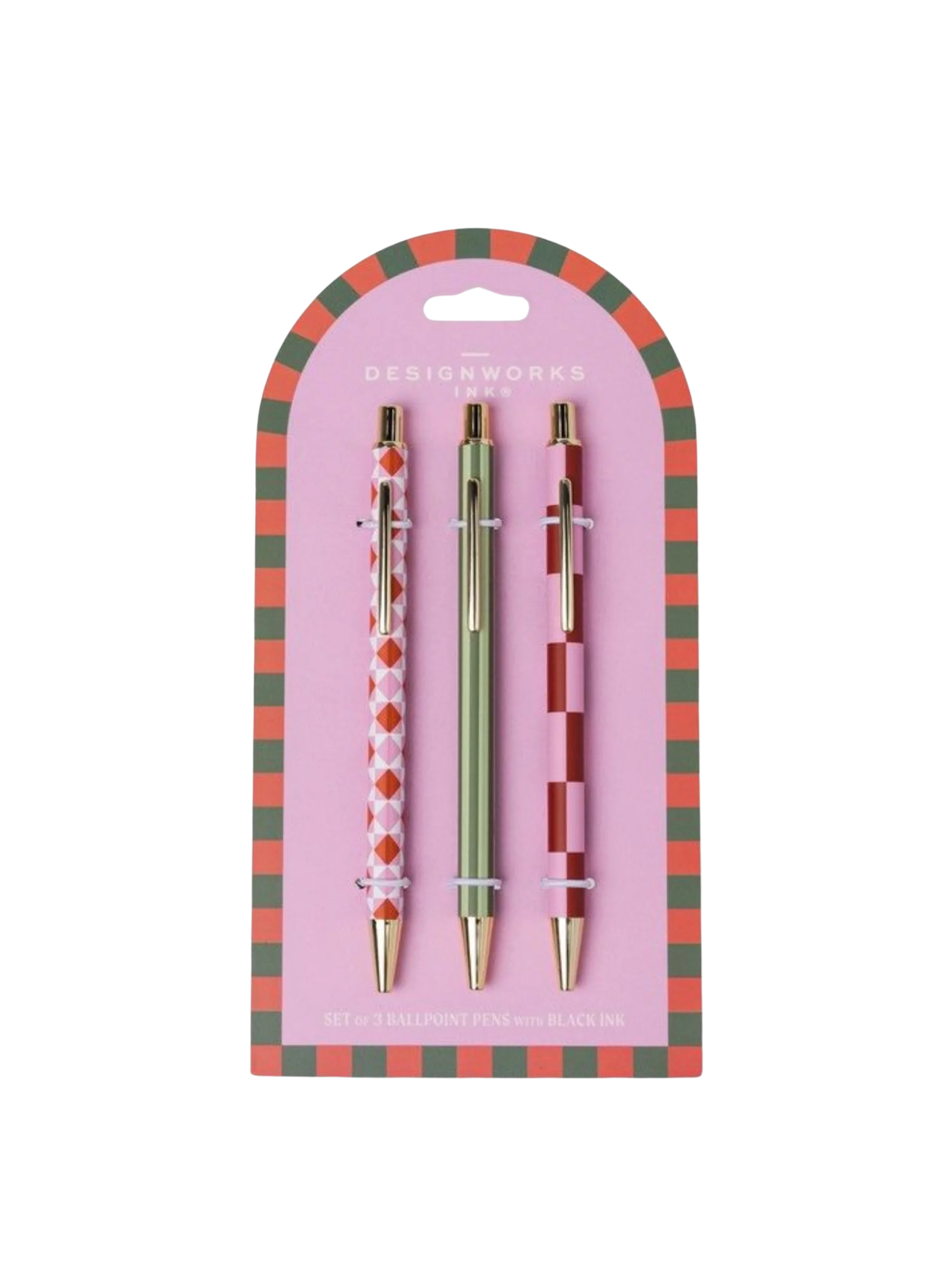 A Dopo Pen Set of 3 - Diamond Stripe Check