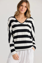 SHRUG TOP BLACK STRIPE