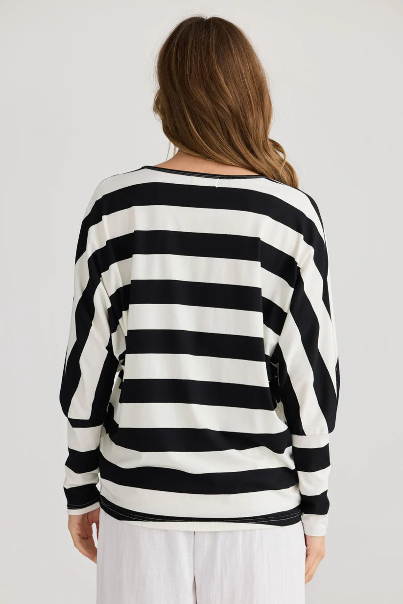 SHRUG TOP BLACK STRIPE
