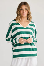 SHRUG TOP GREEN STRIPE