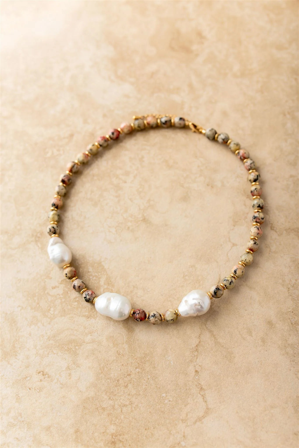Amorette Necklace - Baroque Pearls - Natural Stones