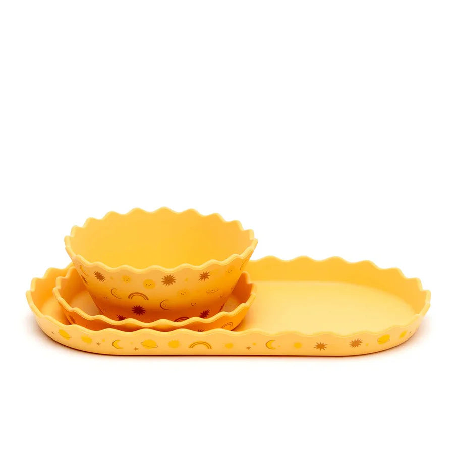 Silicone Wavy Edge Bowl and Plate Set