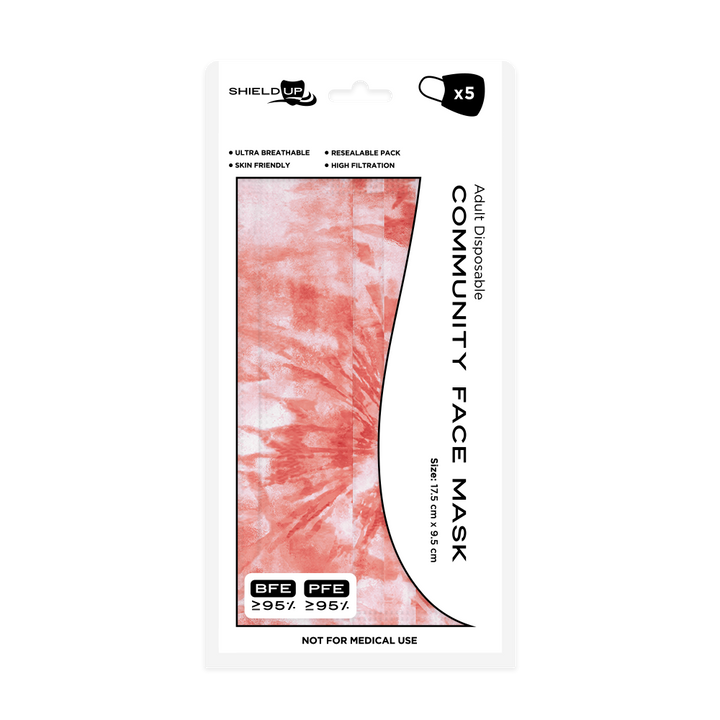 Tie Dye Coral Disposable Face Mask 5 Pack