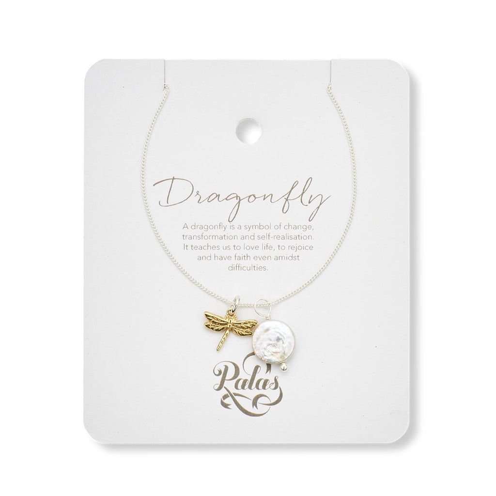 Dragonfly and Pearl Amulet Necklace