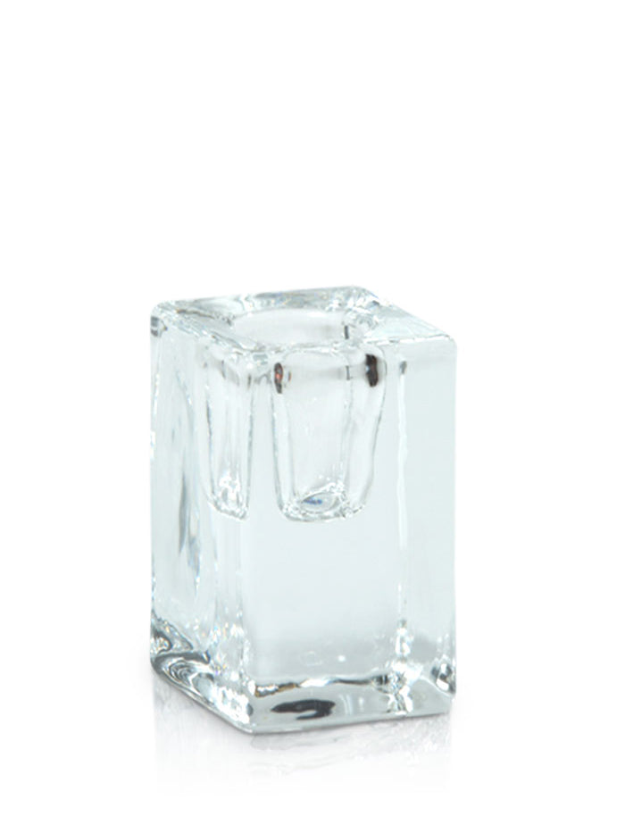 Glass Cube Taper Candle Holder
