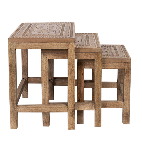 Wood Nested Side Tables Set/3