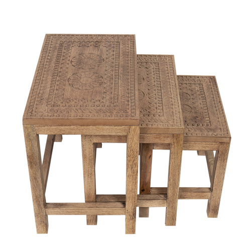 Wood Nested Side Tables Set/3
